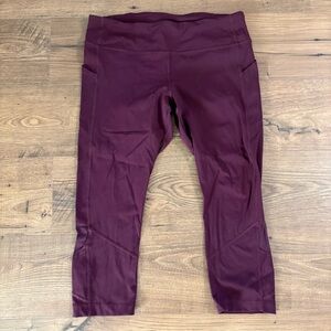 Lululemon Maroon Pace Rival Crop Yoga Running Hiking 21" leggings